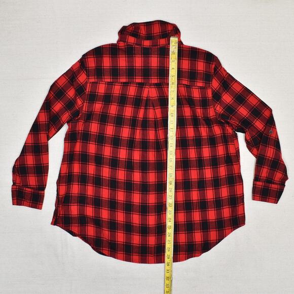 Calvin Klein Women Button Up Red Top Size M Long Sleeve Plaid Cotton Blend - Picture 5 of 8